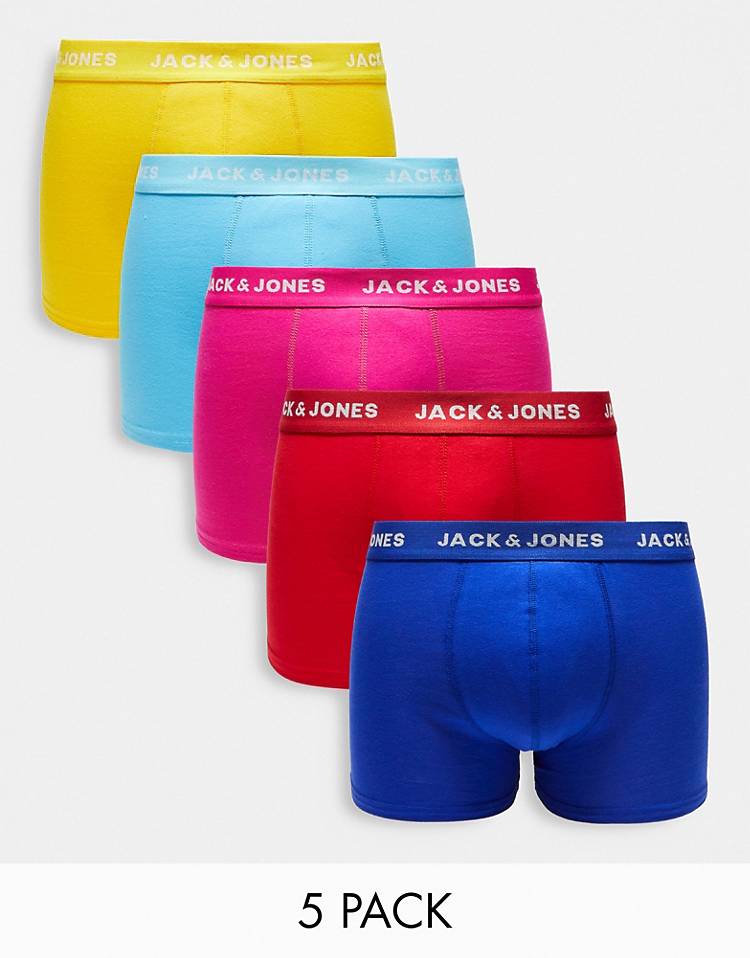 Jack & Jones 5-pack trunks in bright colors